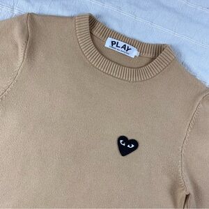 Comme Des Garcons Play Sweater Women's Size Small Beige Long Sleeve Pullover